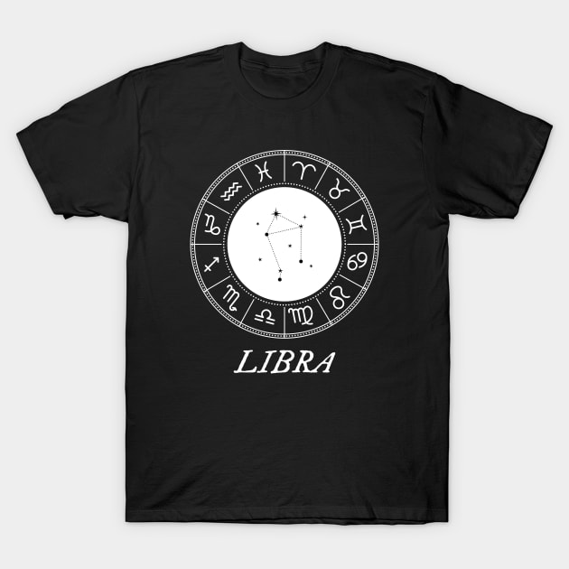 Libra Zodiac Sign Design With Constellation T-Shirt by My Zodiac Apparel